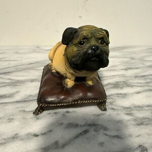 Adorable Pug Figurine on Cushion
